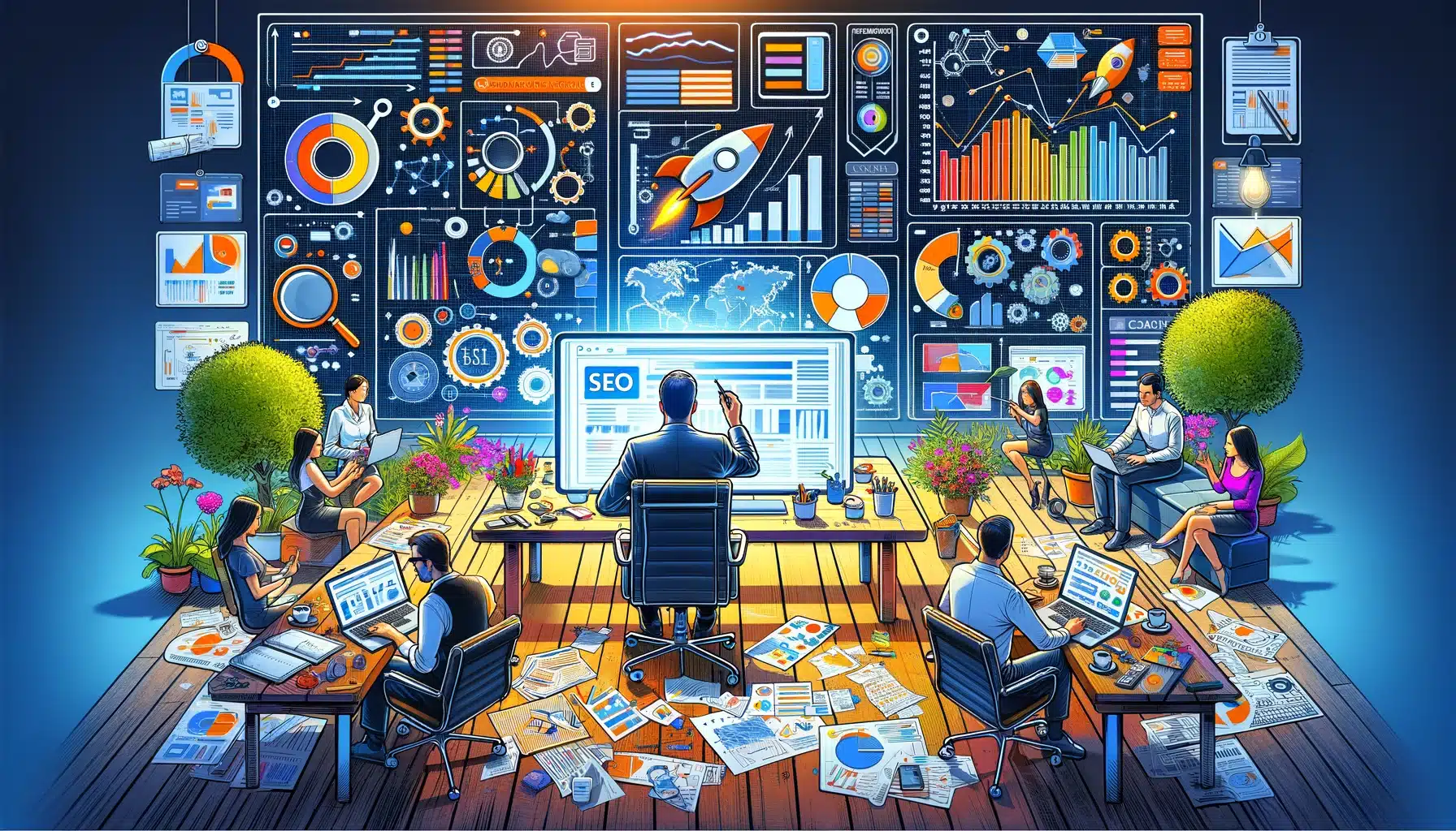 Texto destacado sobre la importancia del SEO, técnicas de redacción, uso estratégico de palabras clave, errores comunes, herramientas SEO y casos de éxito como Airbnb y Zappos.