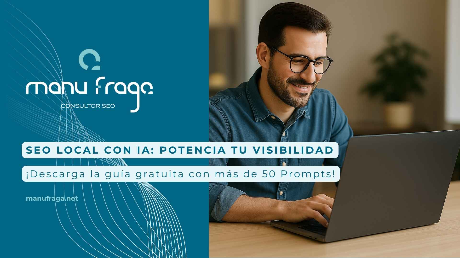Profesional de marketing digital trabajando con su portátil en una estrategia de SEO local con IA para mejorar la visibilidad de negocios en Google.