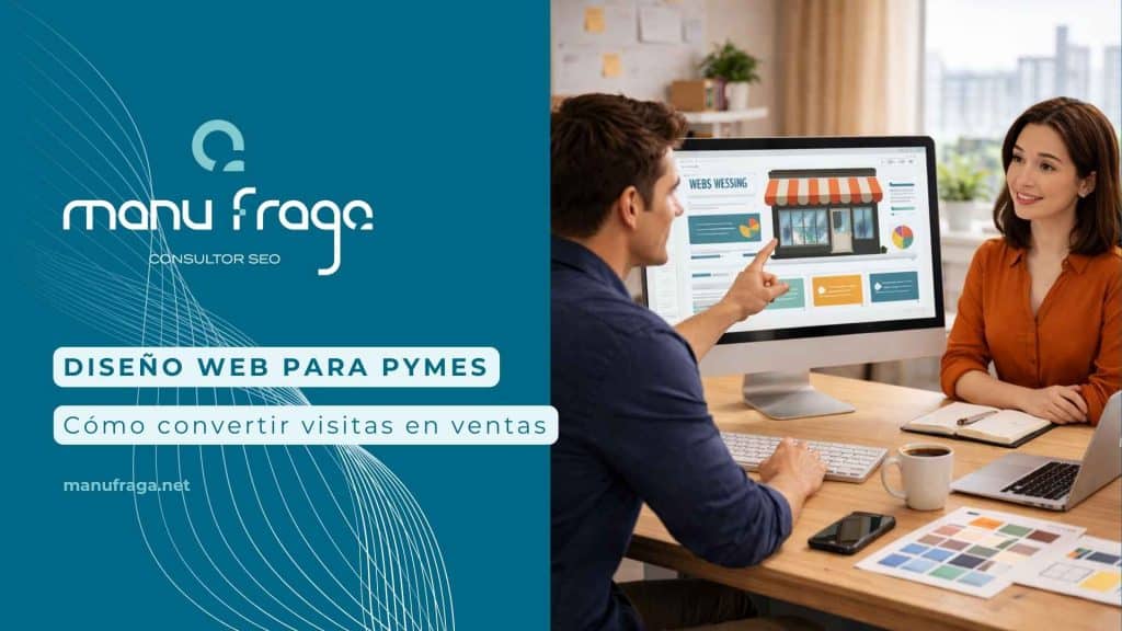 Diseñador web freelance trabajando en el diseño web para pymes de su nueva página web profesional, revisando estructura y estrategia para mejorar conversiones y SEO.