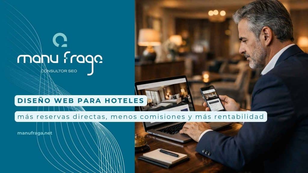 Diseño web para hoteles en un hotel independiente: gerente revisando la web y el motor de reservas para aumentar reservas directas