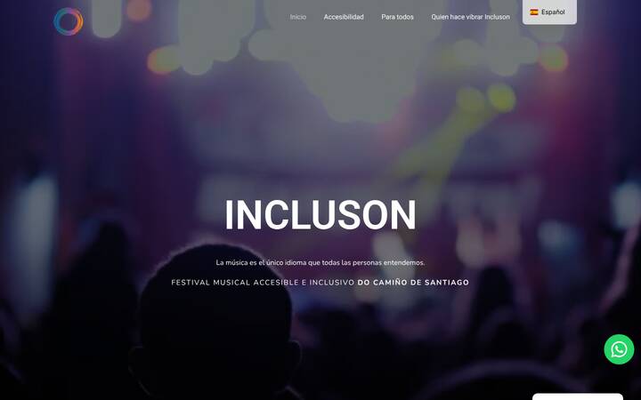 Diseñador web Freelance España 4 Página de inicio de la web de Incluson, festival musical accesible e inclusivo del Camino de Santiago