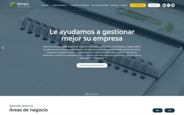 Página de inicio de la web de Tempo Consultores